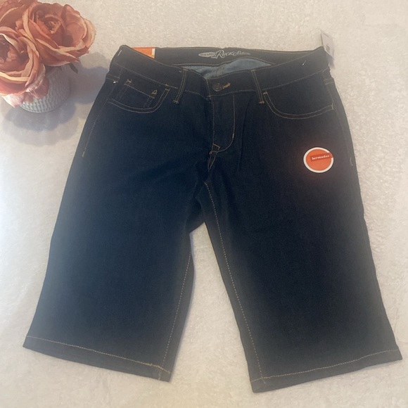 OLD NAVY NWT Size 6 Dark Blue The Rock Star Bermuda Blue Jean Shorts - Picture 2 of 12